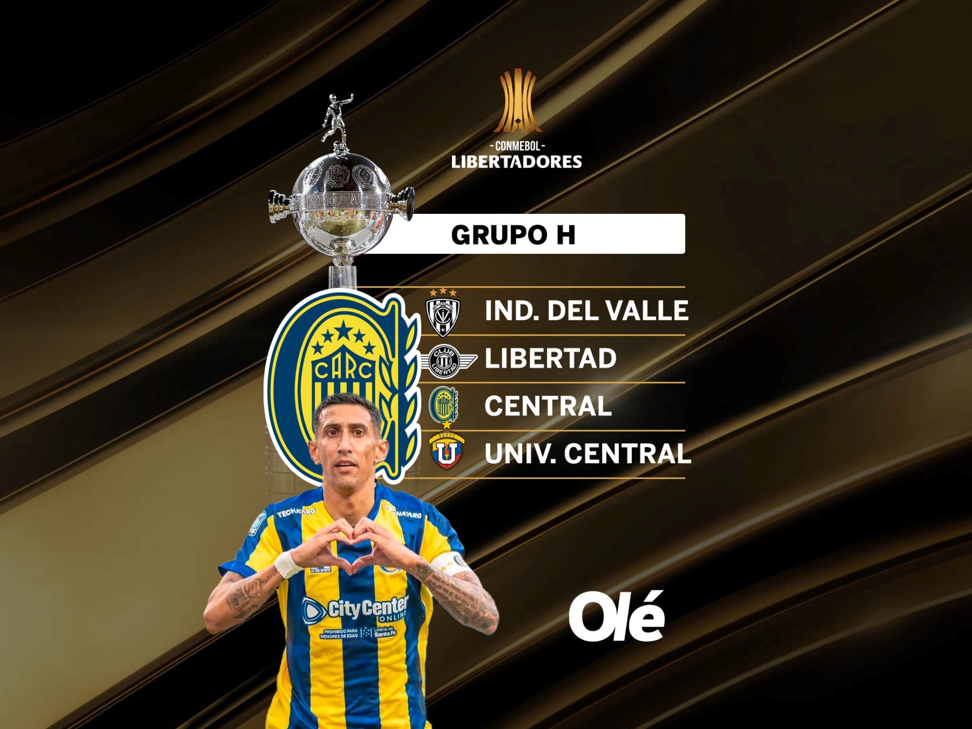 Otra ilusión para Di María: Rosario Central ya tiene sus rivales de la Copa Libertadores