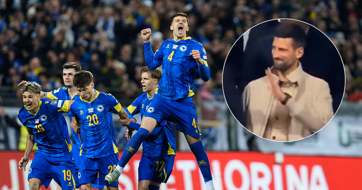 La particular reacción de Novak Djokovic tras un penal errado por Italia ante Bosnia en la definición por la clasificación al Mundial