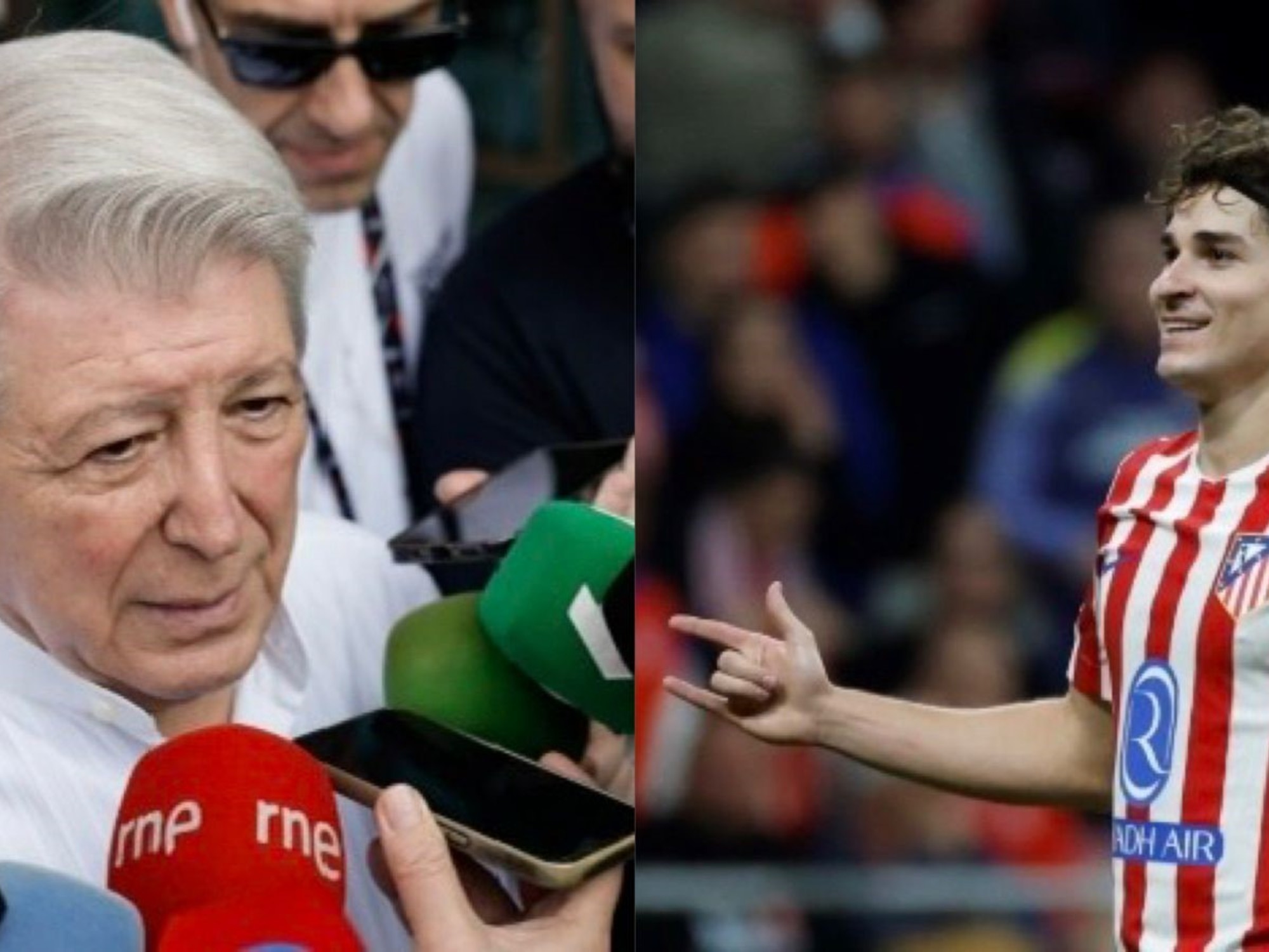 El presidente del Atlético volvió a hablar de Julián Álvarez antes del duelo con Barcelona por Champions